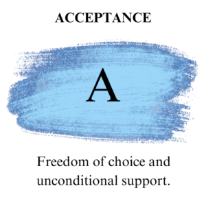Acceptance: Freedom of choice and unconditional support